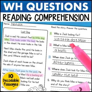 wh questions reading comprehension